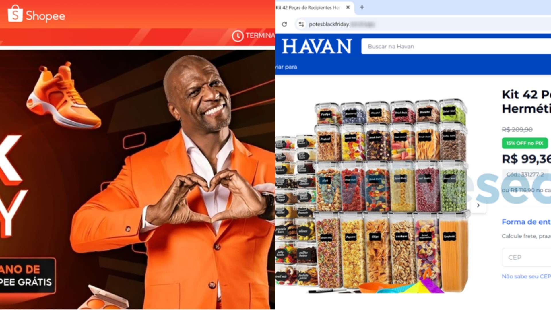 Golpistas criam lojas online falsas da Shopee e Havan para a Black Friday; veja como se proteger